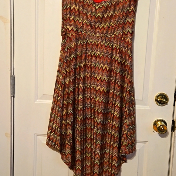 As U Wish Dress Sz XL, Strapless, Zig Zag, Ric Rak, Bright Colors, Hi/lo - Picture 7 of 7